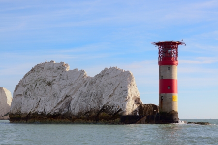 View of the Needles Lighthouse Isle of Wightの写真素材
