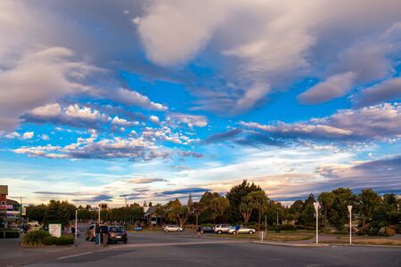 Admiring the evening sky at Te Anauのeditorial素材