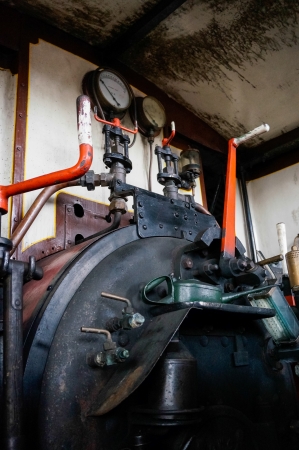 Close-up of an old  steam engine