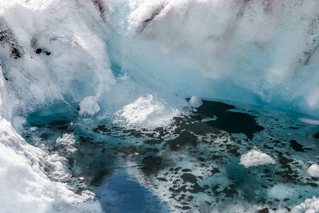 JASPER, ALBERTA/CANADA - AUGUST 9 : pollution at the Athabasca Glacier in Jasper National Park Alberta Canada on August 9, 2007のeditorial素材
