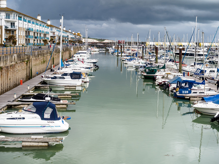 BRIGHTON, SUSSEX/UK - MAY 24 : View of Brighton Marina in Brighton on May 24, 2014. Unidentified people.のeditorial素材