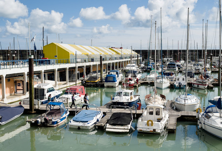 BRIGHTON, SUSSEX/UK - MAY 24 : View of Brighton Marina in Brighton on May 24, 2014. Unidentified people.のeditorial素材