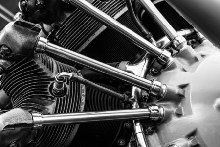 GOODWOOD, WEST SUSSEX/UK - SEPTEMBER 14 : Close-up of a vintage aeroplane engine at Goodwood on...