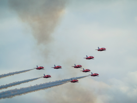 Red Arrows display team 50th anniversary at Biggin Hill airportのeditorial素材