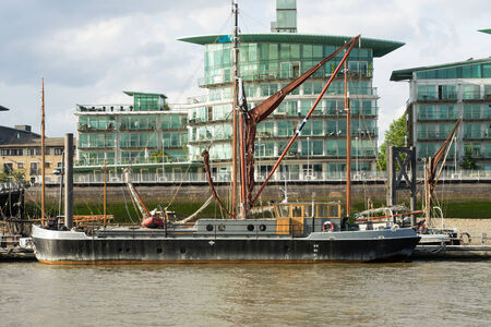 Thames barge moored on the River Thamesのeditorial素材