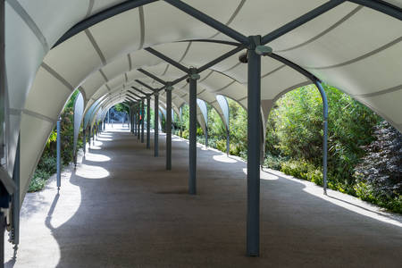 Pedestration covered walkway to the O2 centreの写真素材