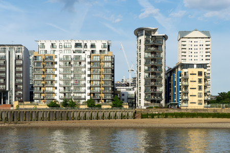 Various styles of buildings along the River Thamesのeditorial素材