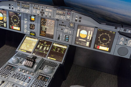 Airbus A-380-800 flight simulatorのeditorial素材