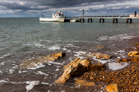 Pleasure boat operating from Alum Bay to the Needles Isle of Wightのeditorial素材