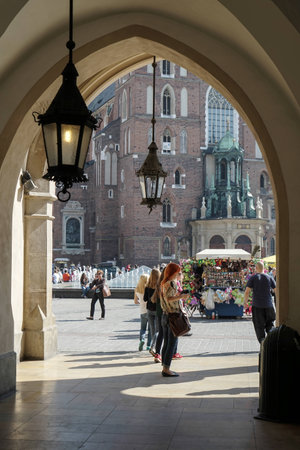 View of Market Square from the Cloth Hall in Krakowのeditorial素材