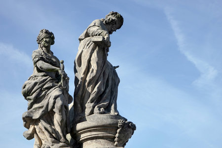 St Ivo statue on Charles Bridge in Pragueのeditorial素材