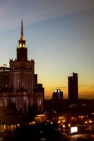 Palace of Culture and Science in Warsaw Polandのeditorial素材