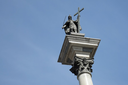 Zygmunts Column in the Old Town Market Square in Warsawの写真素材