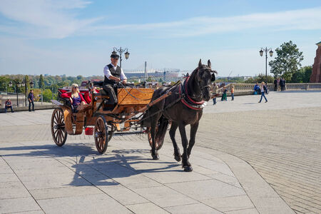 Horse and carriage in the Old Market Square in Warsawのeditorial素材