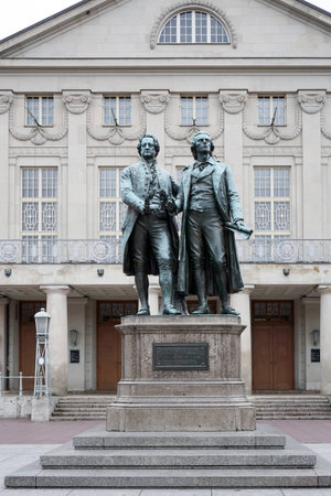 The GoetheâSchiller Monument in Weimar Germanyのeditorial素材