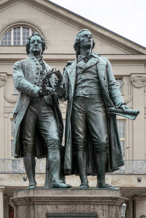 The GoetheâSchiller Monument in Weimar Germanyのeditorial素材