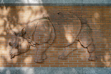 Rhinoceros relief on the wall outside the zoo in Berlinのeditorial素材