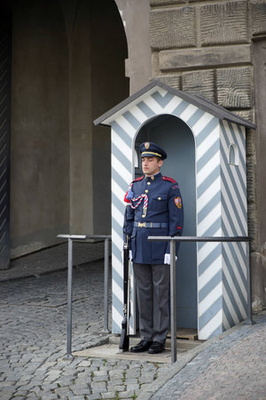 Guard on duty at the Castle in Pragueのeditorial素材