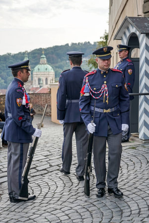 Changing the guard at the Castle in Pragueのeditorial素材