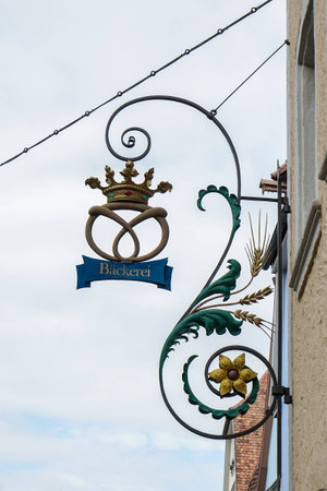 Bakerei hanging sign in Rothenburgのeditorial素材