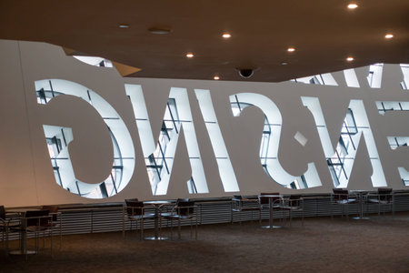 Cafe in the Millennium Centre in Cardiffのeditorial素材