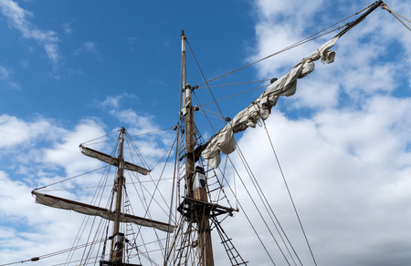 Rigging on an old yacht moored in Los Christianos harbour Tenerife