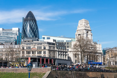 View of the Gherkin and Cenotaph buildings in Londonのeditorial素材