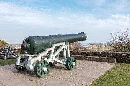 View of a cannon at the Castle in Rye East Sussexのeditorial素材