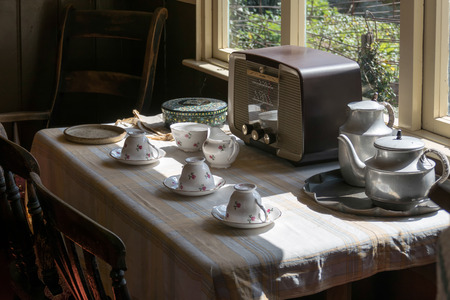 Interior of a living shed at St Fagans National History museumのeditorial素材