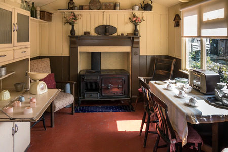 Interior of a living shed at St Fagans National History museumのeditorial素材