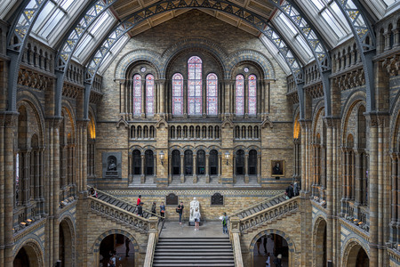 People on a staircase in the National History museum in Londonのeditorial素材