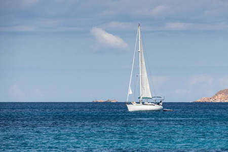 Yacht off Liscia Ruja beach Sardinia
