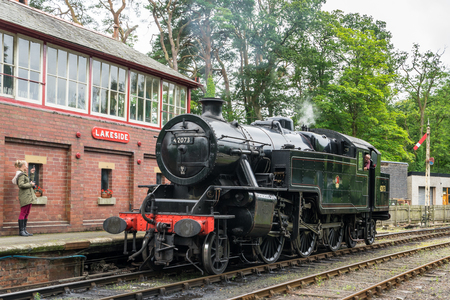42073 BR Fairburn, at Lakeside Station Windermereのeditorial素材