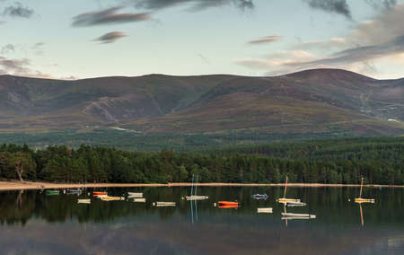 Loch Morlich at sunsetの写真素材