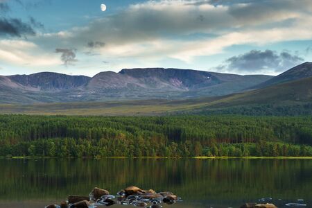 Loch Morlich at sunsetの写真素材