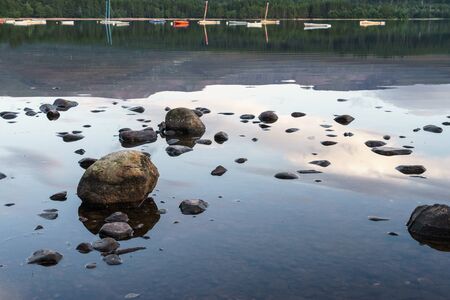 Loch Morlich at sunsetの写真素材