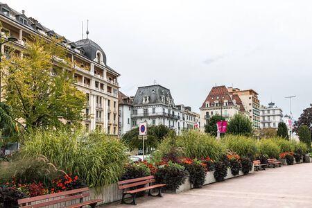 Buildings at Evian-les-Bains in Franceのeditorial素材