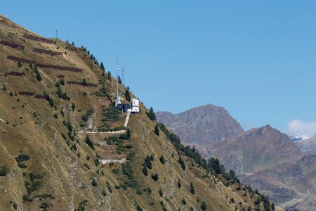 Weather monitoring station on the Gotthard Pass in Switzerlandの写真素材