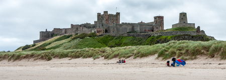 Shoreline view to Bamburgh Castleのeditorial素材