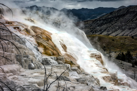 View of Mammoth Hot Springsの写真素材