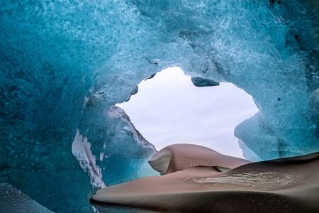Crystal Ice Cave near Jokulsarlonの写真素材