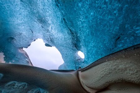 Crystal Ice Cave near Jokulsarlonの写真素材