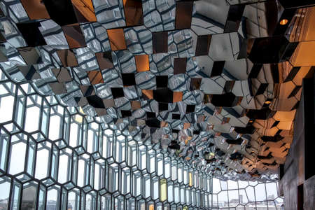 Interior View of the Harpa Concert hall in Reykjavikのeditorial素材