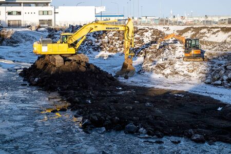 Construction Suspended Due to Bad Weather in Reykjavikのeditorial素材
