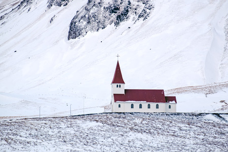 View of the Church at Vik Icelandの写真素材
