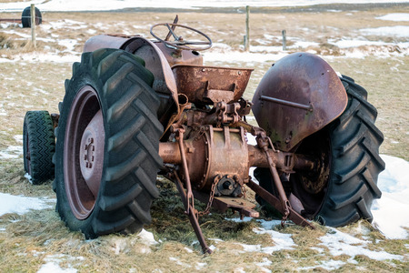 Rusty Tractor Abandoned in Icelandの写真素材