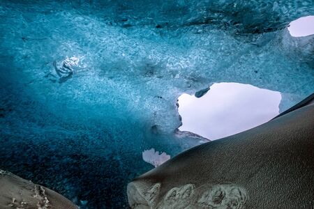 Crystal Ice Cave near Jokulsarlonの写真素材