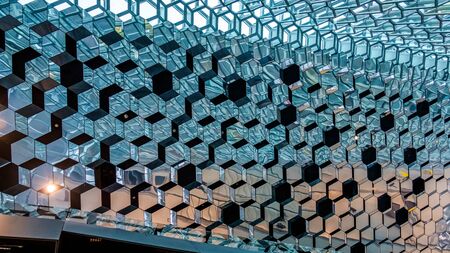 Interior View of the Harpa Concert hall in Reykjavikのeditorial素材