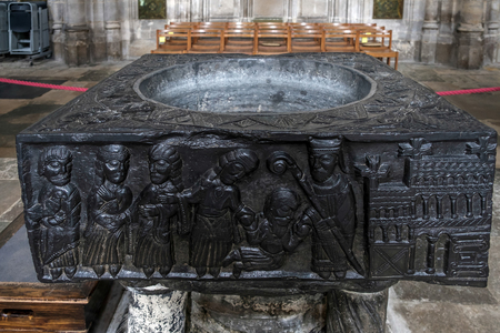 The Font at Winchester Cathedralの写真素材