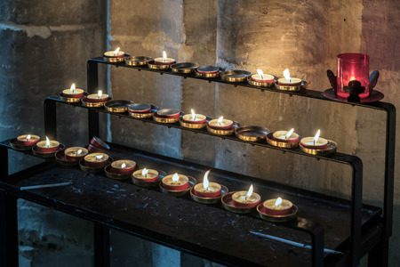 Candles in Winchester Cathedralの写真素材